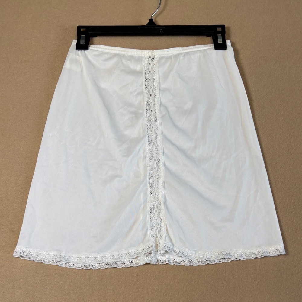 Vintage JCPenney White Lace Trim Half Slip ILGWU Made in USA Medium 10-12